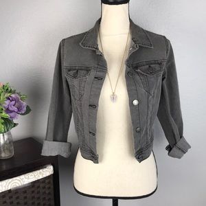 H&M Lt Charcoal Cropped Jean Jacket